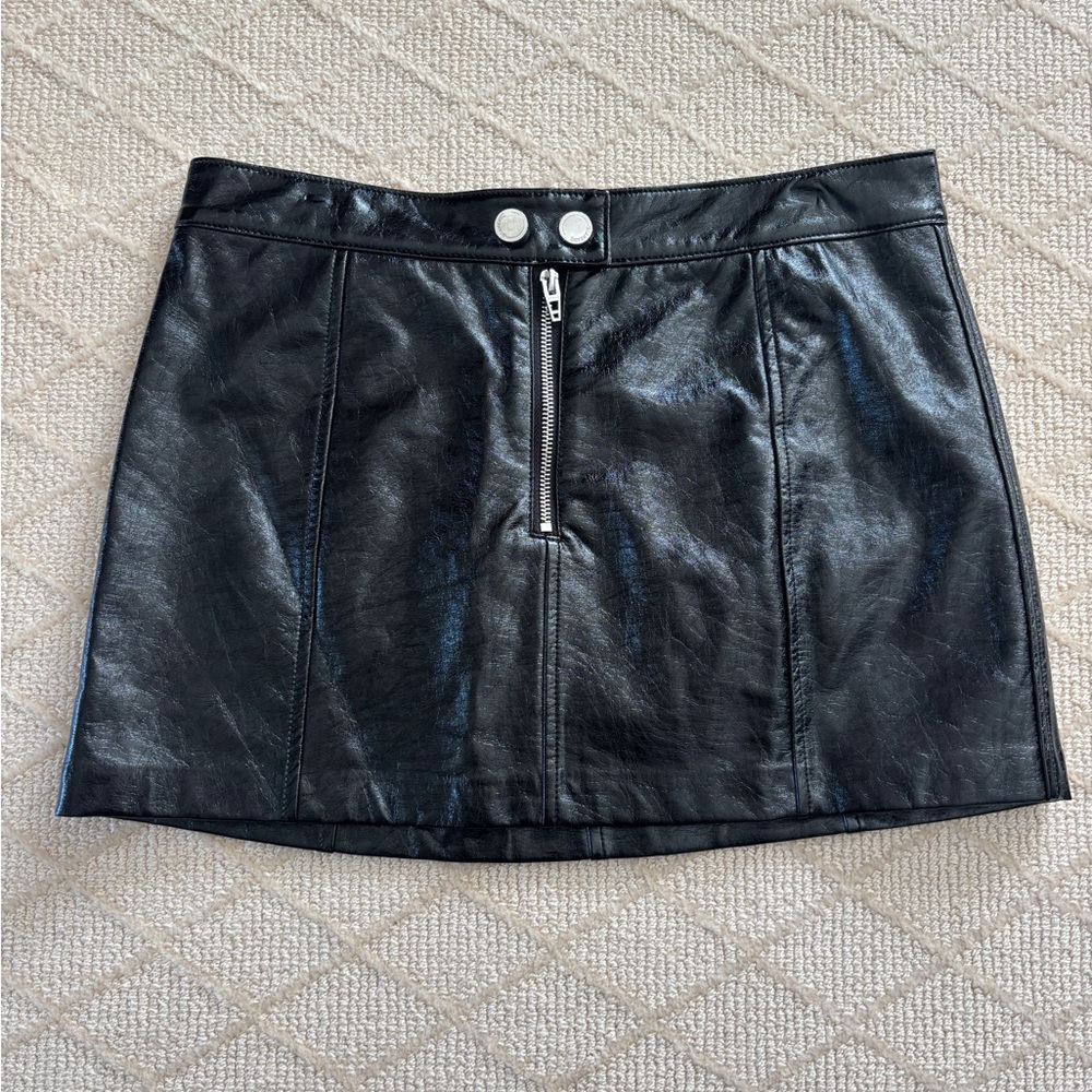 Blank NYC Shiny Black Mini Skirt
